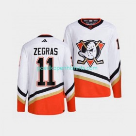 Anaheim Ducks Trevor Zegras 11 Adidas 2022-2023 Reverse Retro Wit Authentic Shirt - Mannen